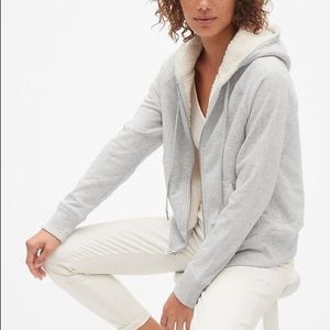 Gap - Sherpa Lined Heather Grey Full Zip Hoodie